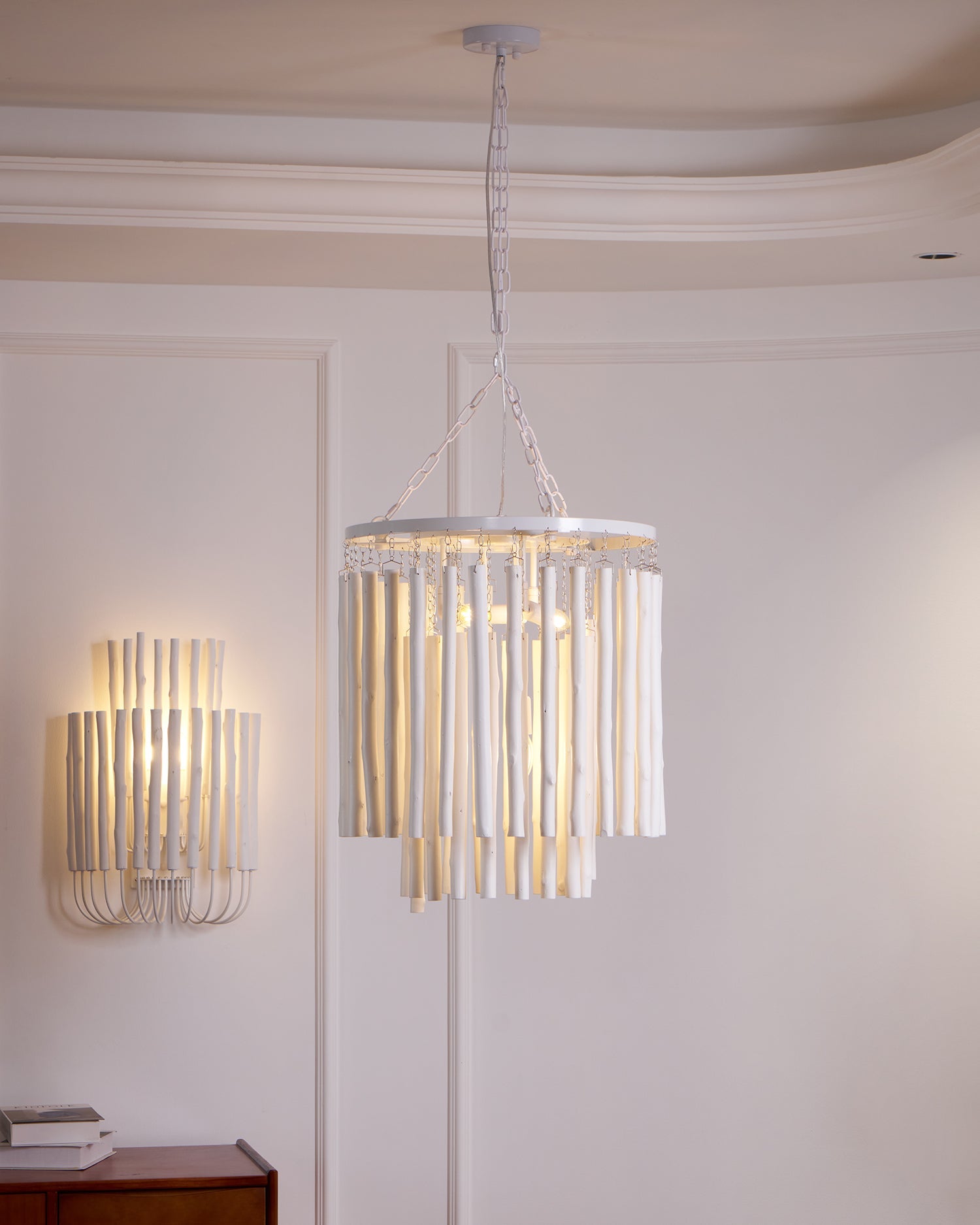 Swinton Chandelier | White Wood & Metal | Multiple Head Options