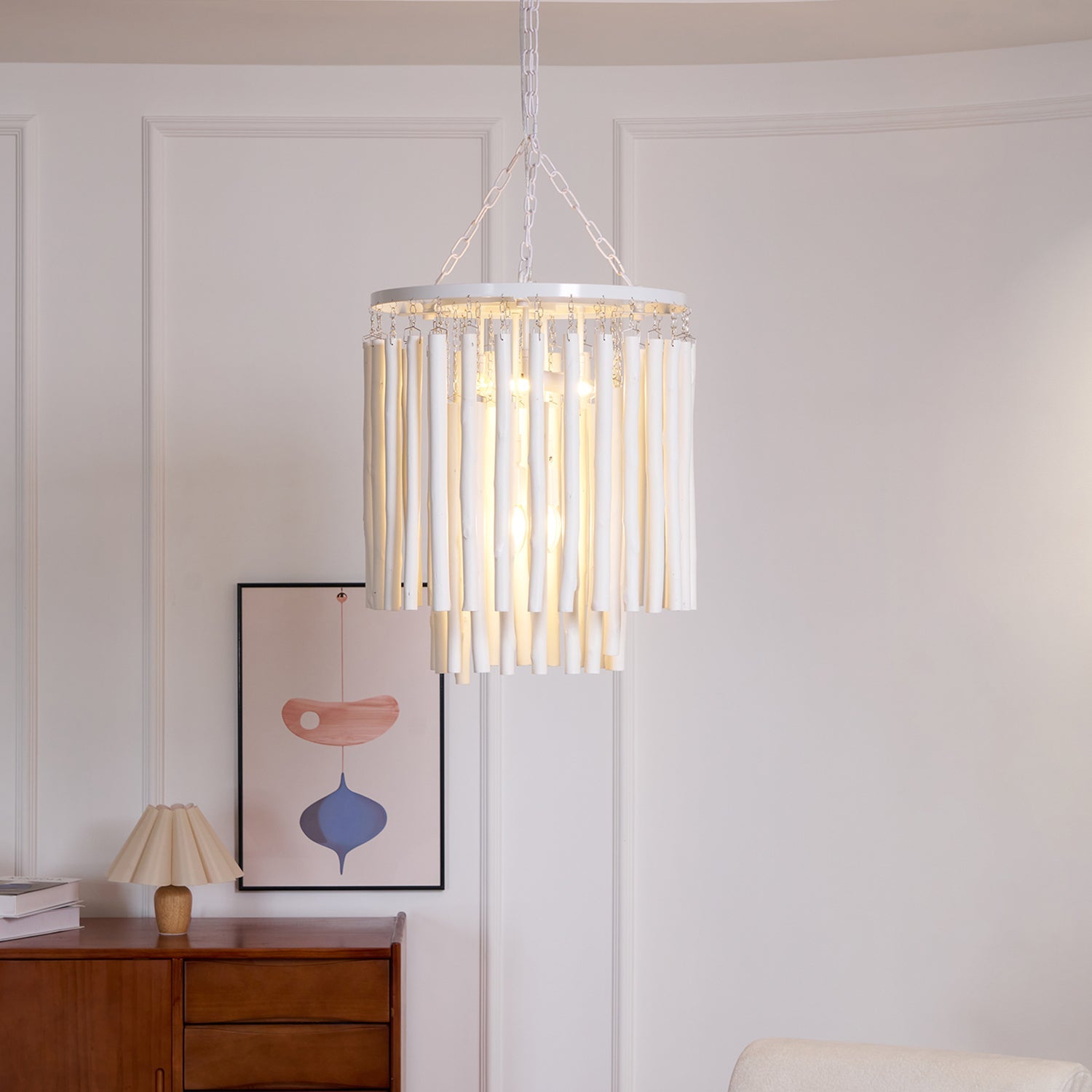 Swinton Chandelier | White Wood & Metal | Multiple Head Options