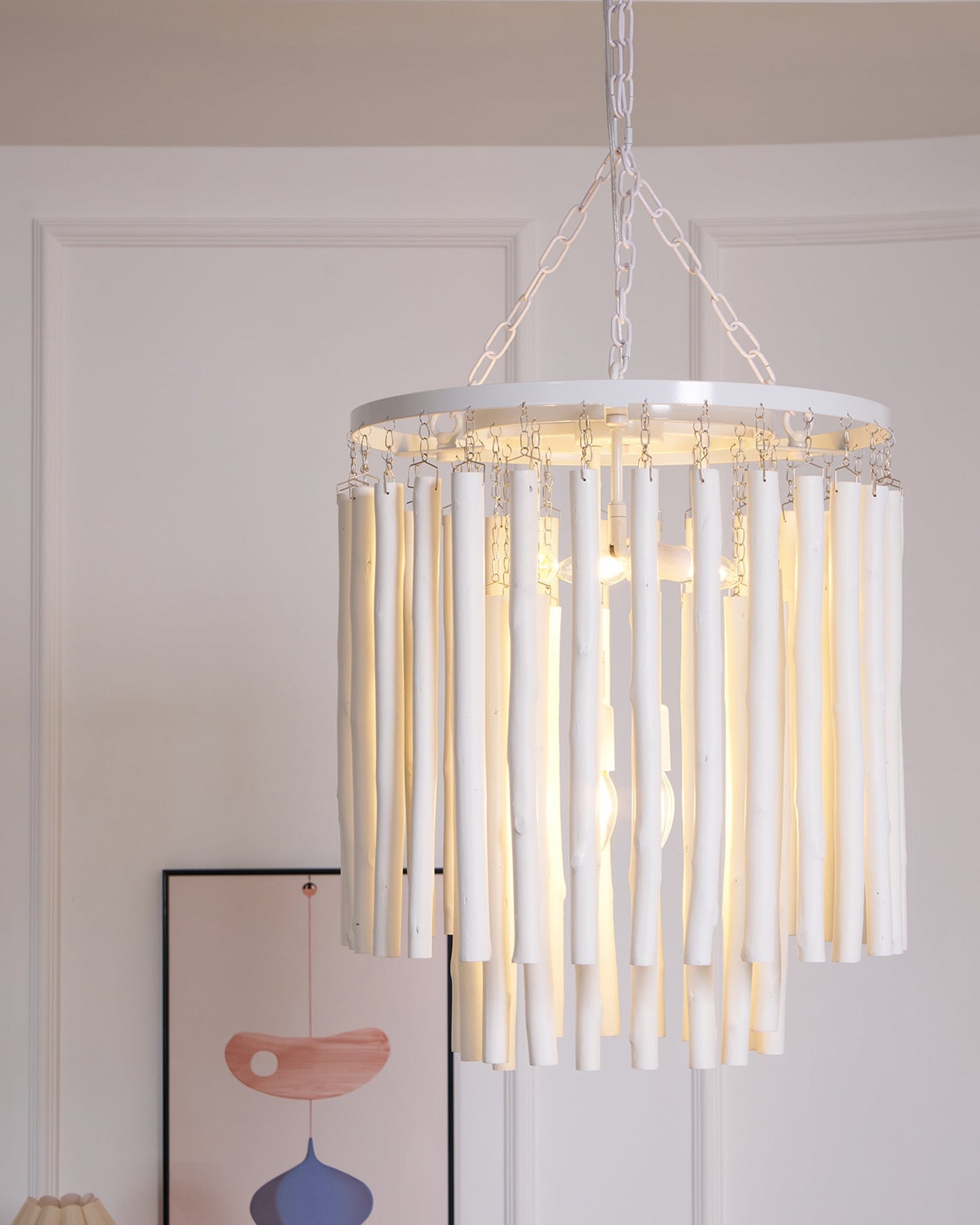 Swinton Chandelier | White Wood & Metal | Multiple Head Options
