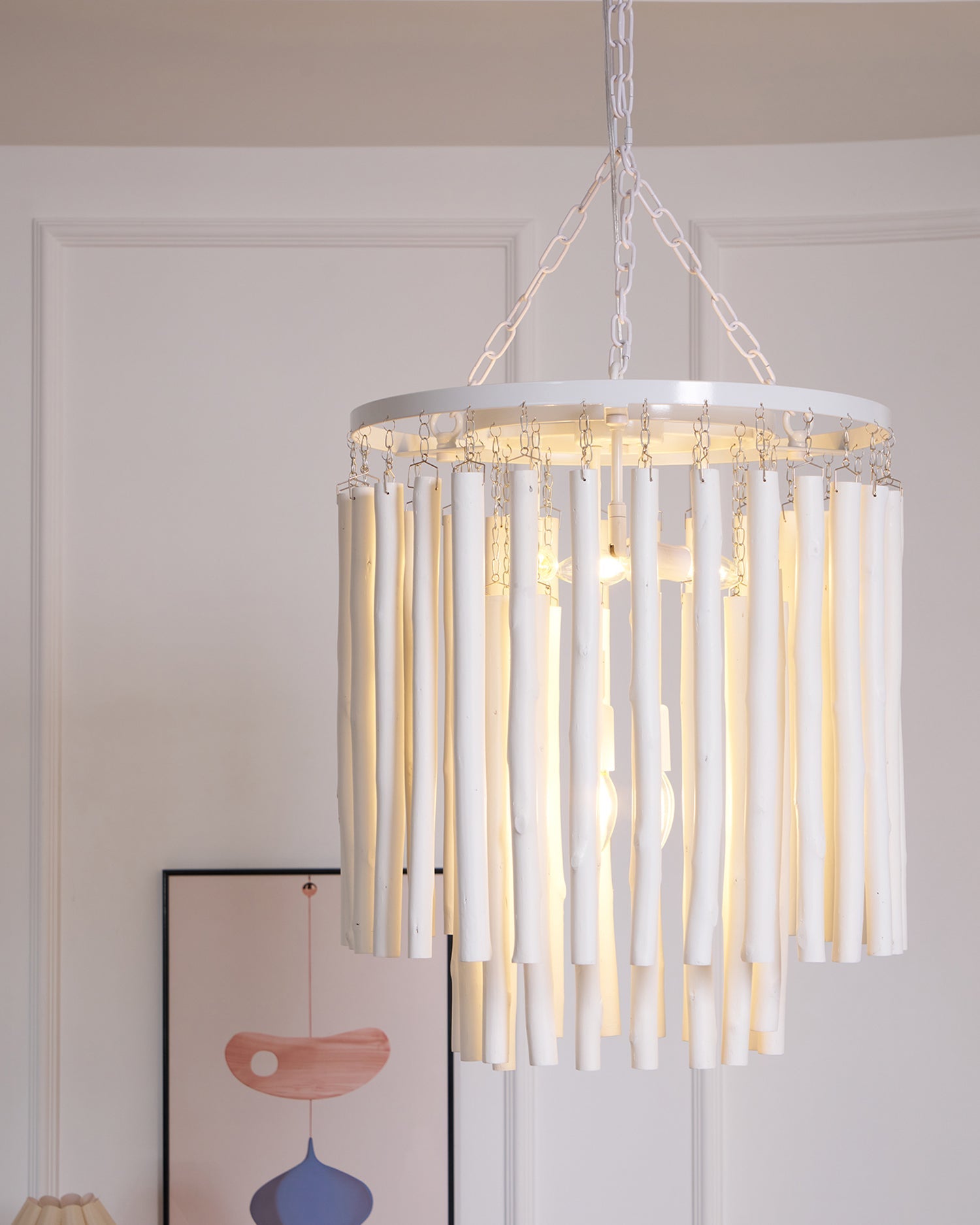 Swinton Chandelier | White Wood & Metal | Multiple Head Options