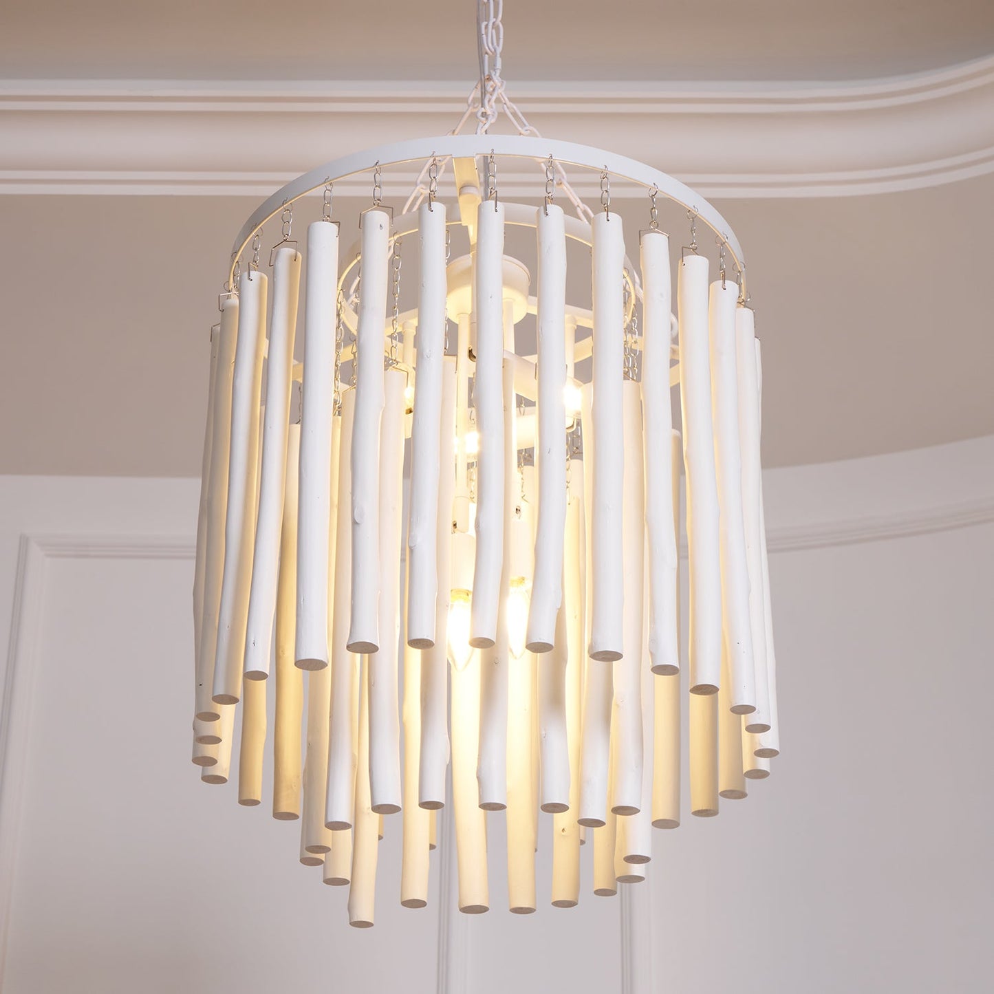Swinton Chandelier | White Wood & Metal | Multiple Head Options
