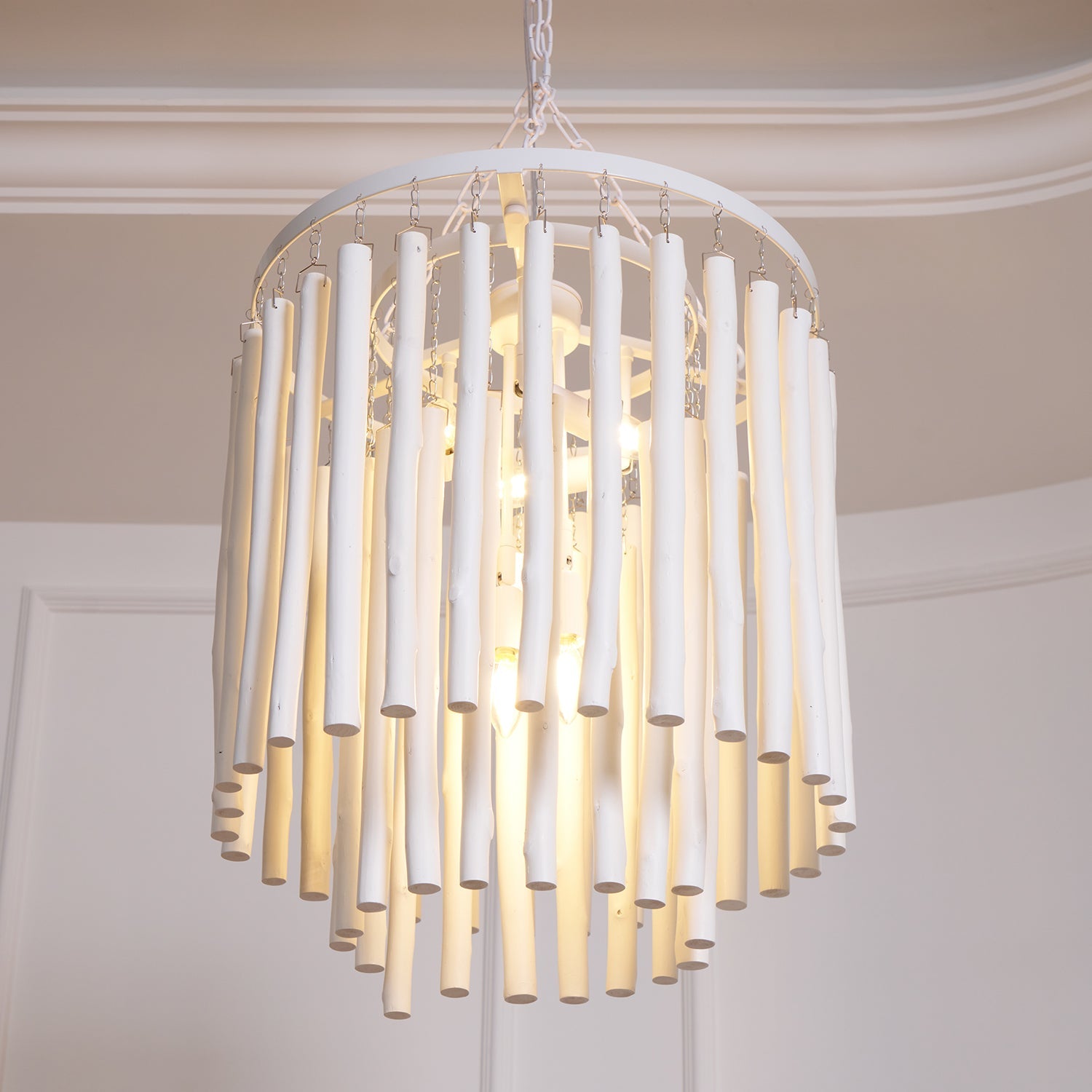 Swinton Chandelier | White Wood & Metal | Multiple Head Options