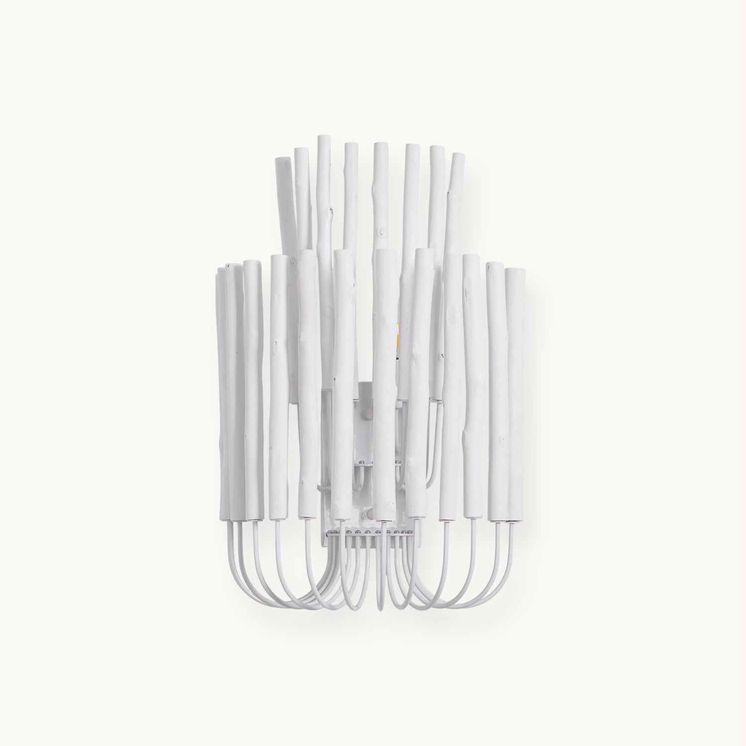 Swinton Wall Light | Layered Wood & Curved Iron | White
