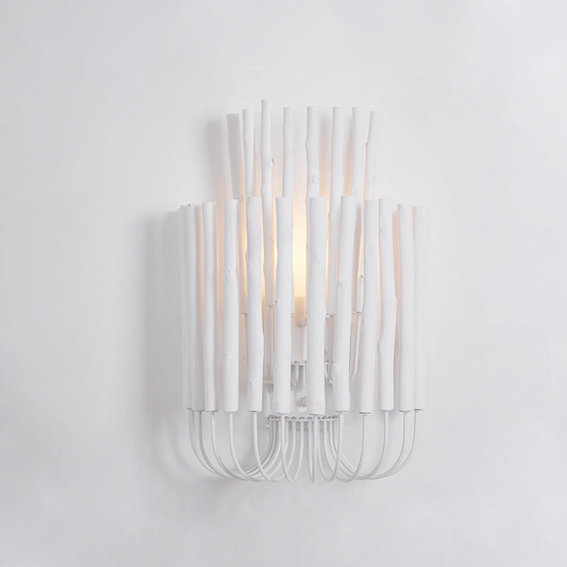 Swinton Wall Light | Layered Wood & Curved Iron | White