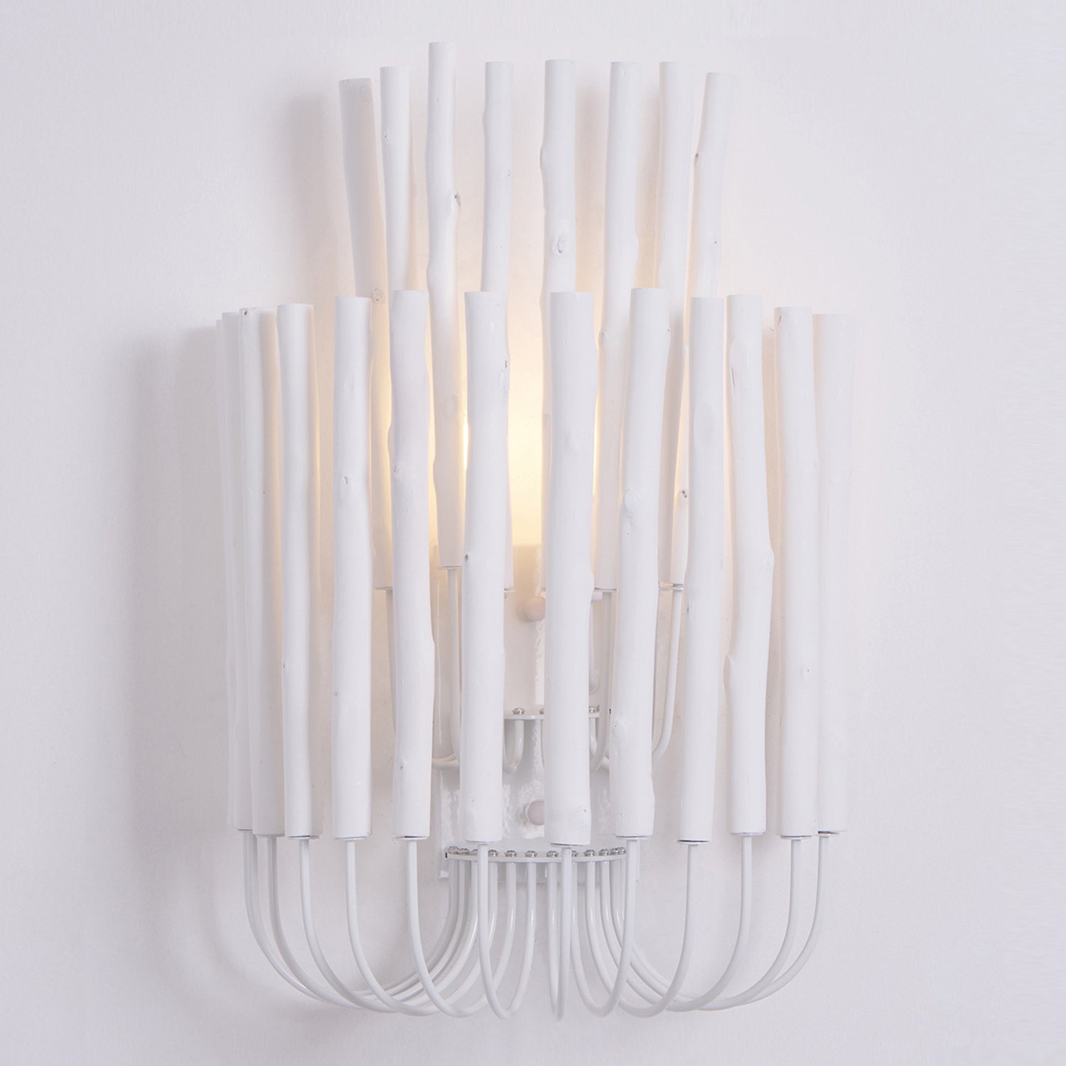 Swinton Wall Light | Layered Wood & Curved Iron | White