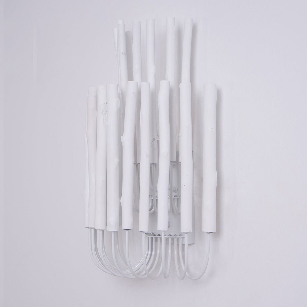 Swinton Wall Light | Layered Wood & Curved Iron | White