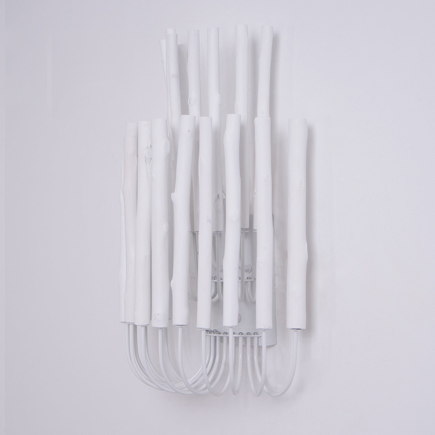 Swinton Wall Light | Layered Wood & Curved Iron | White