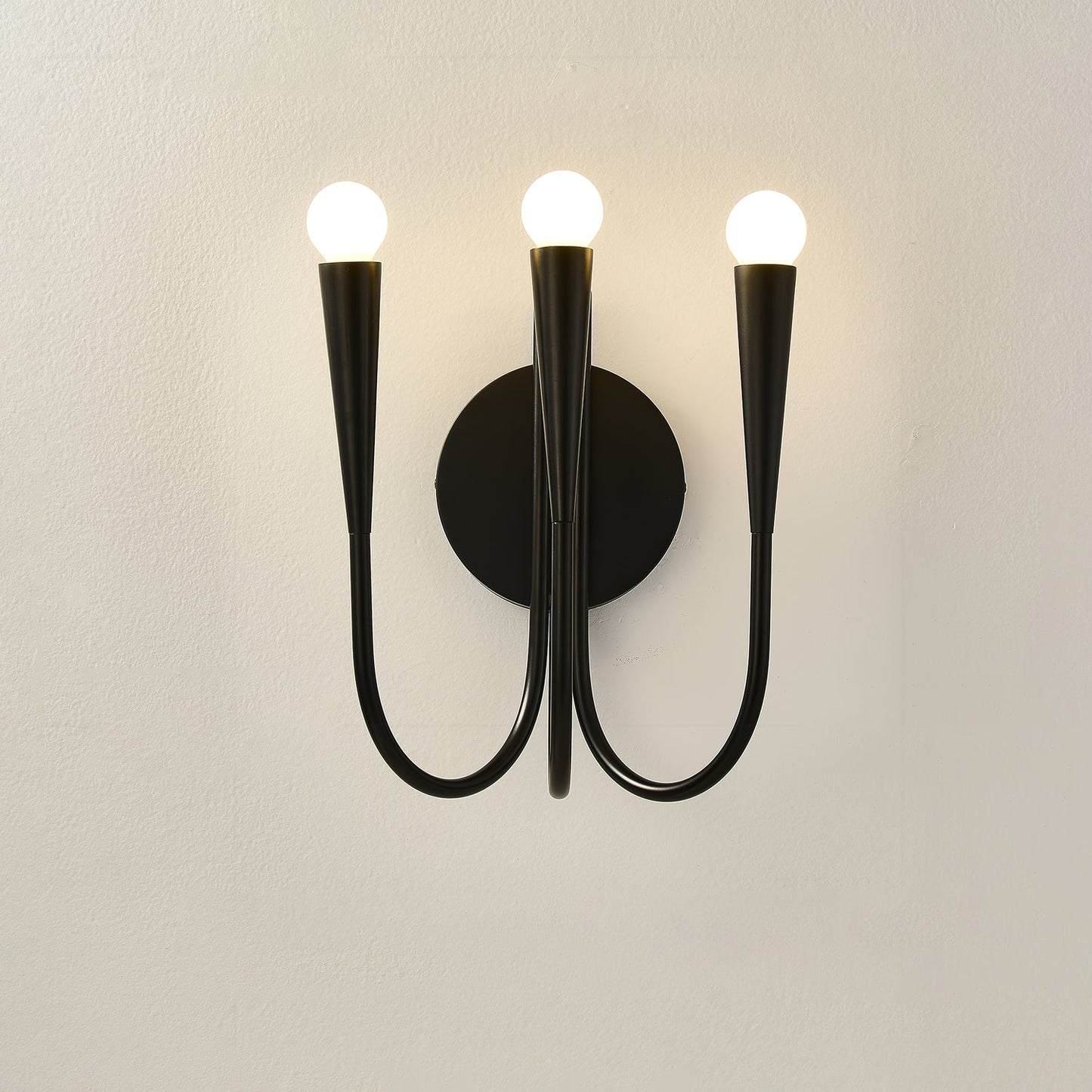 Swoop Arm Wall Lamp | Metal & Glass | Copper or Black Finish