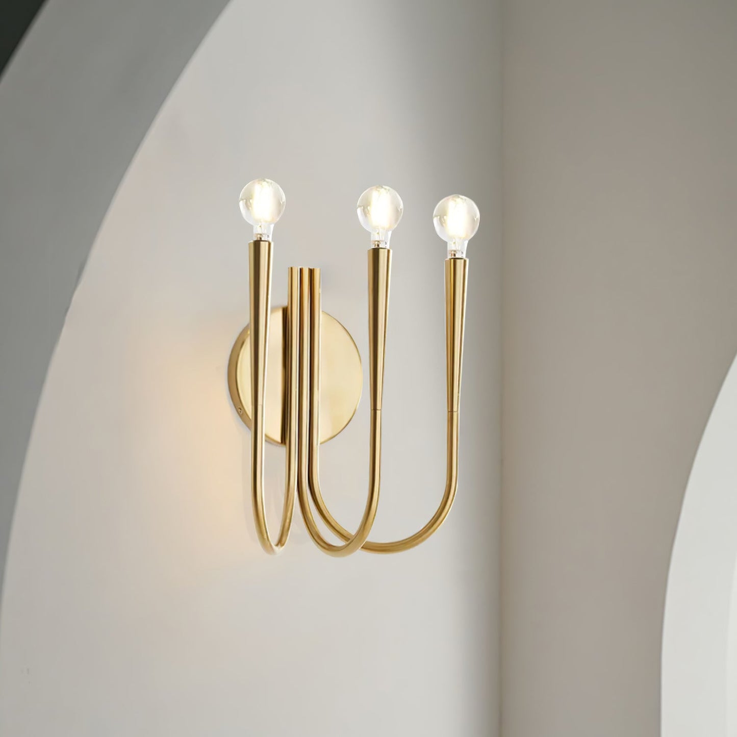 Swoop Arm Wall Lamp | Metal & Glass | Copper or Black Finish