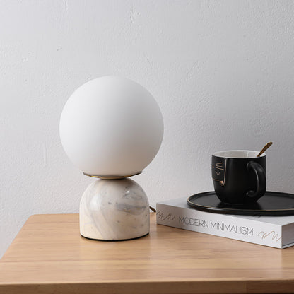 Marble Table Lamp | Elegant Glass Orb | White, Green, Black