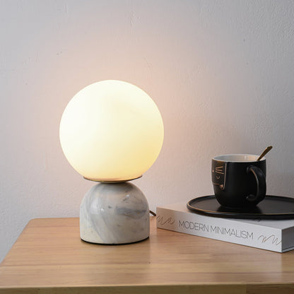 Marble Table Lamp | Elegant Glass Orb | White, Green, Black