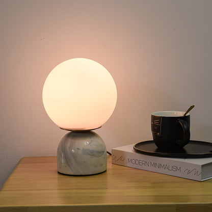 Marble Table Lamp | Elegant Glass Orb | White, Green, Black