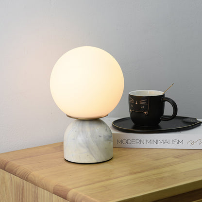 Marble Table Lamp | Elegant Glass Orb | White, Green, Black