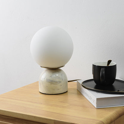 Marble Table Lamp | Elegant Glass Orb | White, Green, Black