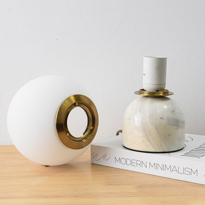 Marble Table Lamp | Elegant Glass Orb | White, Green, Black