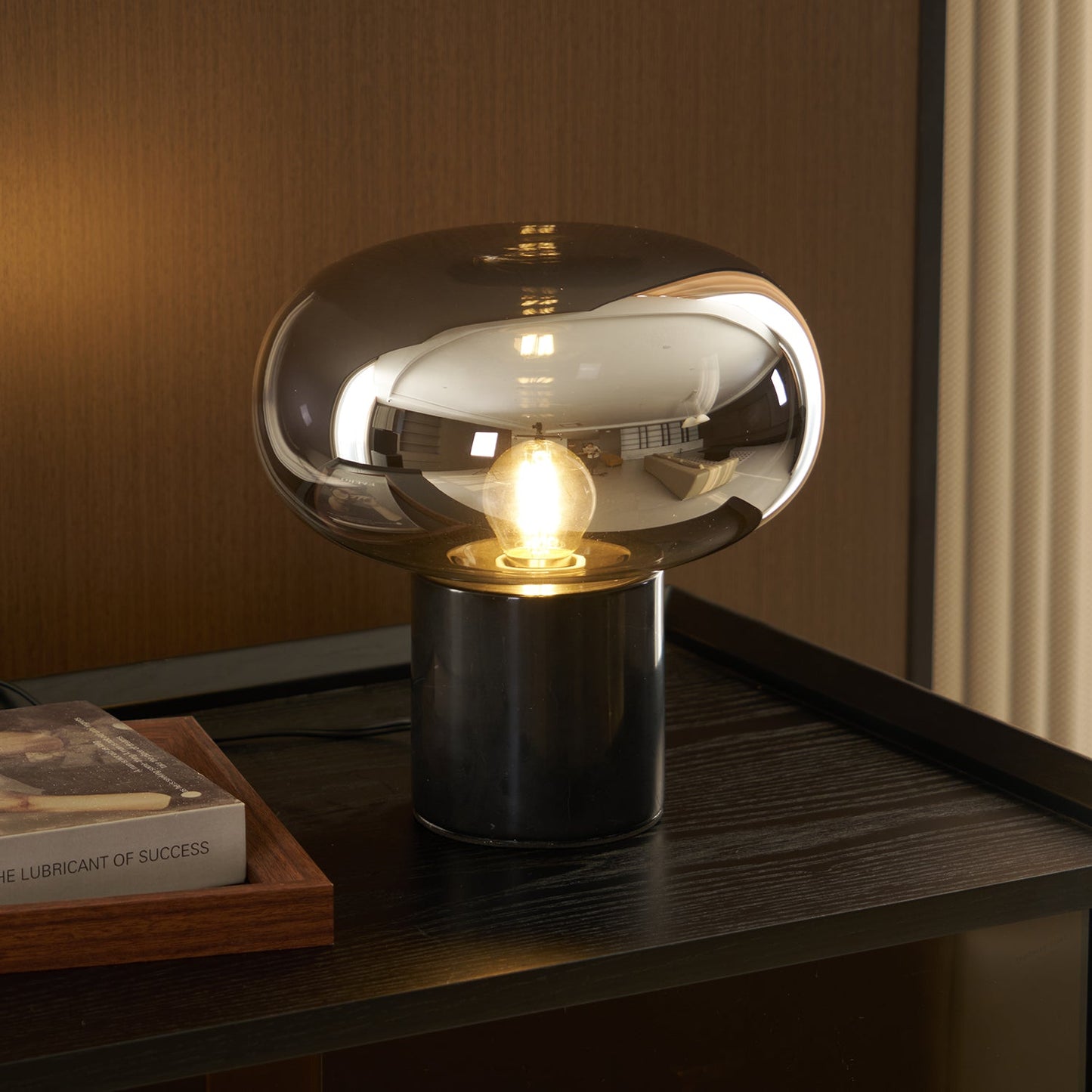 Sylvaine Table Lamp | Frosted Glass & Black Marble | 23cm or 32cm