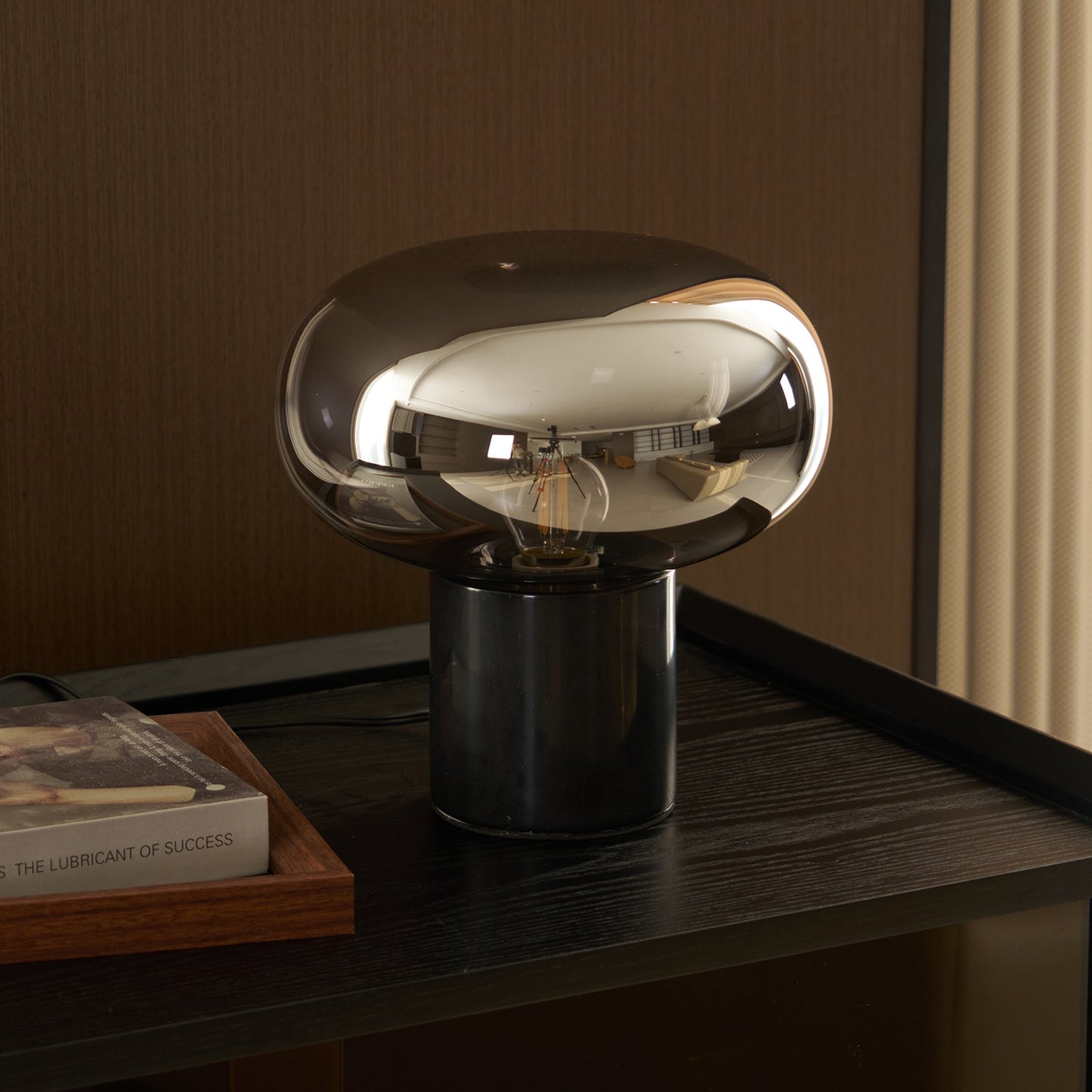 Sylvaine Table Lamp | Frosted Glass & Black Marble | 23cm or 32cm
