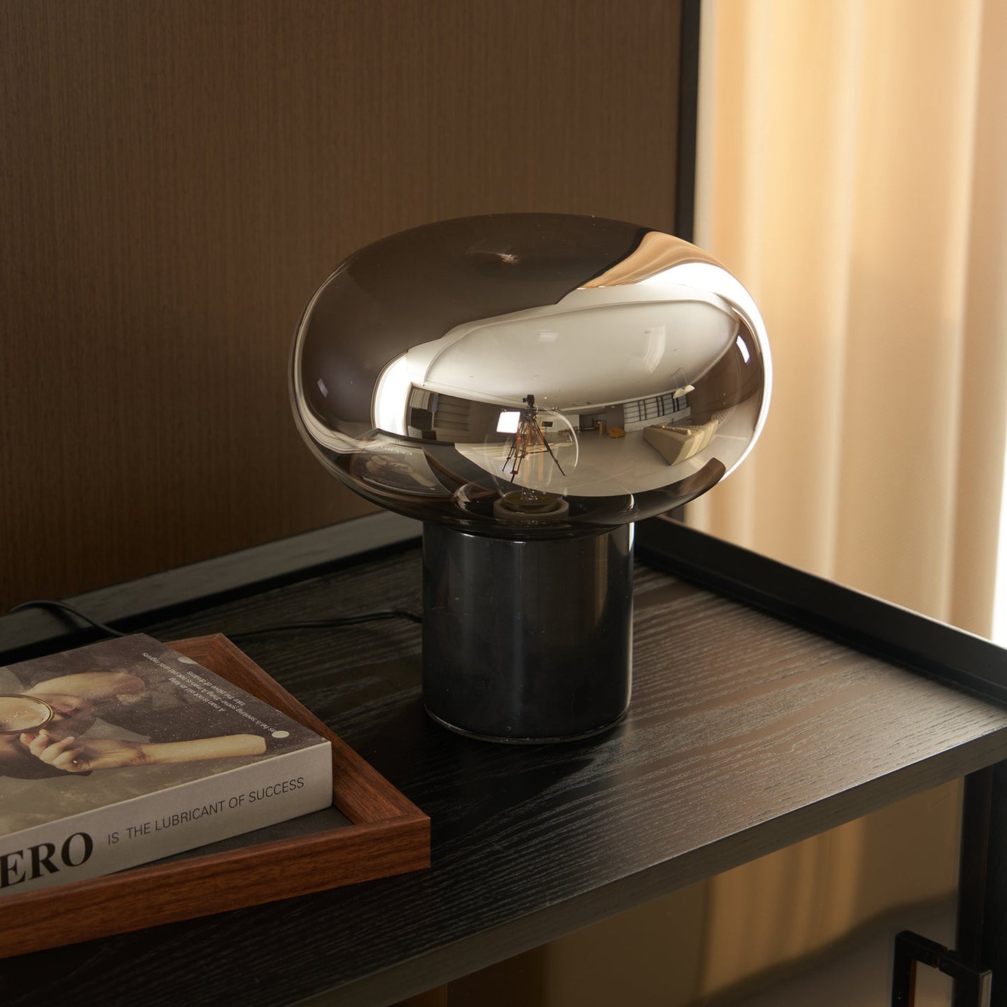 Sylvaine Table Lamp | Frosted Glass & Black Marble | 23cm or 32cm