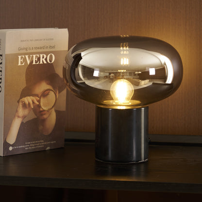 Sylvaine Table Lamp | Frosted Glass & Black Marble | 23cm or 32cm