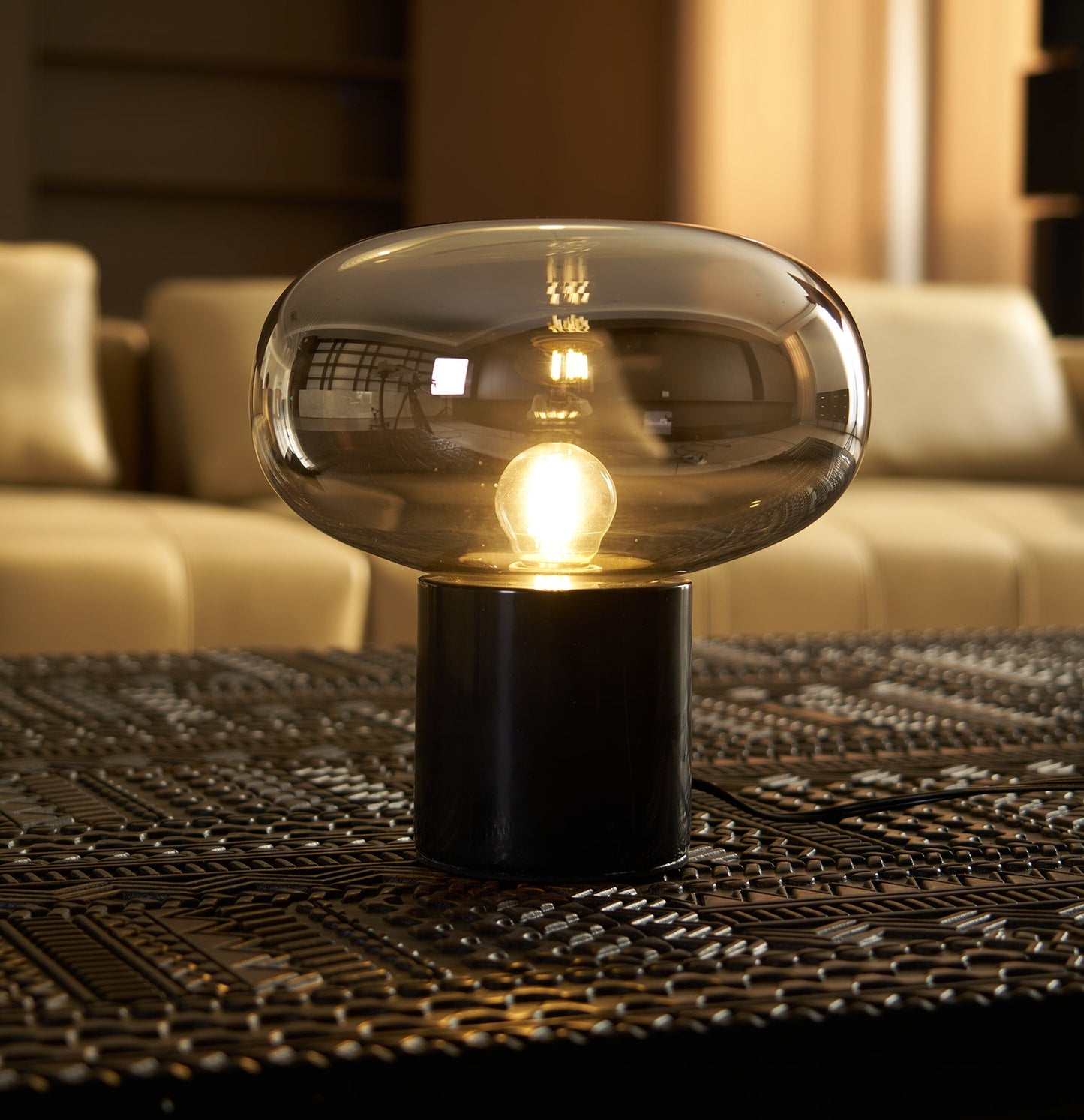 Sylvaine Table Lamp | Frosted Glass & Black Marble | 23cm or 32cm