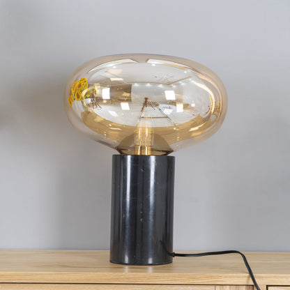 Sylvaine Table Lamp | Frosted Glass & Black Marble | 23cm or 32cm