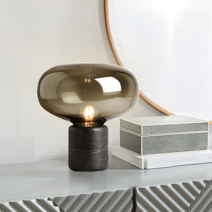 Sylvaine Table Lamp | Frosted Glass & Black Marble | 23cm or 32cm