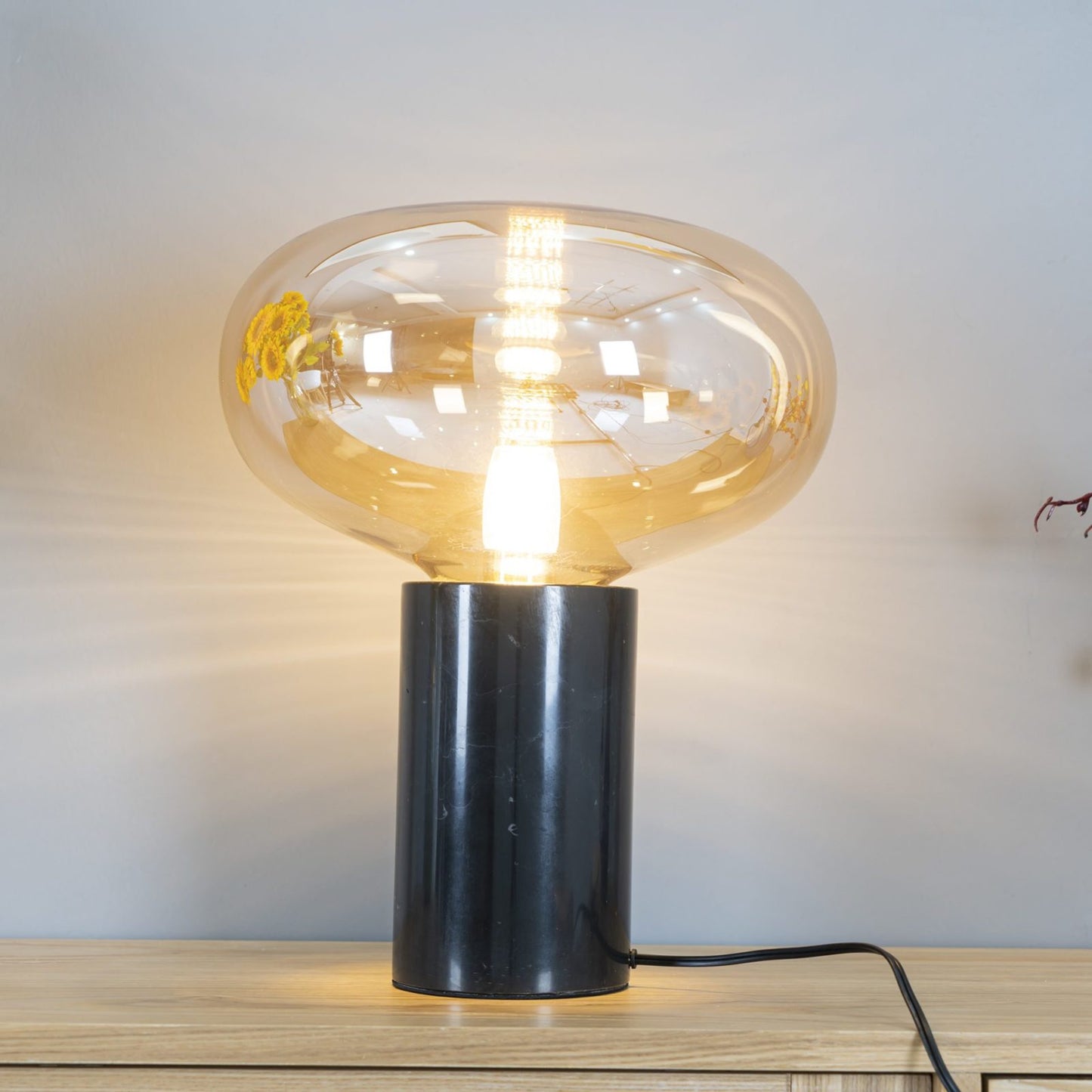 Sylvaine Table Lamp | Frosted Glass & Black Marble | 23cm or 32cm