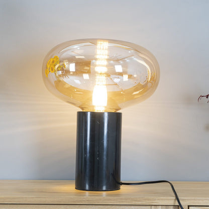Sylvaine Table Lamp | Frosted Glass & Black Marble | 23cm or 32cm