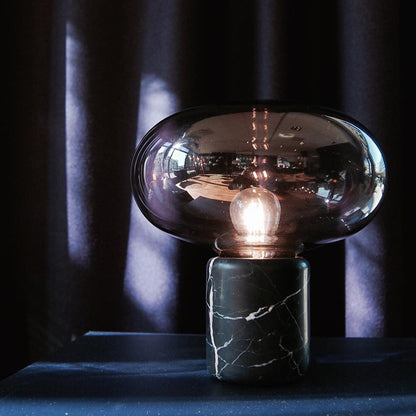Sylvaine Table Lamp | Frosted Glass & Black Marble | 23cm or 32cm