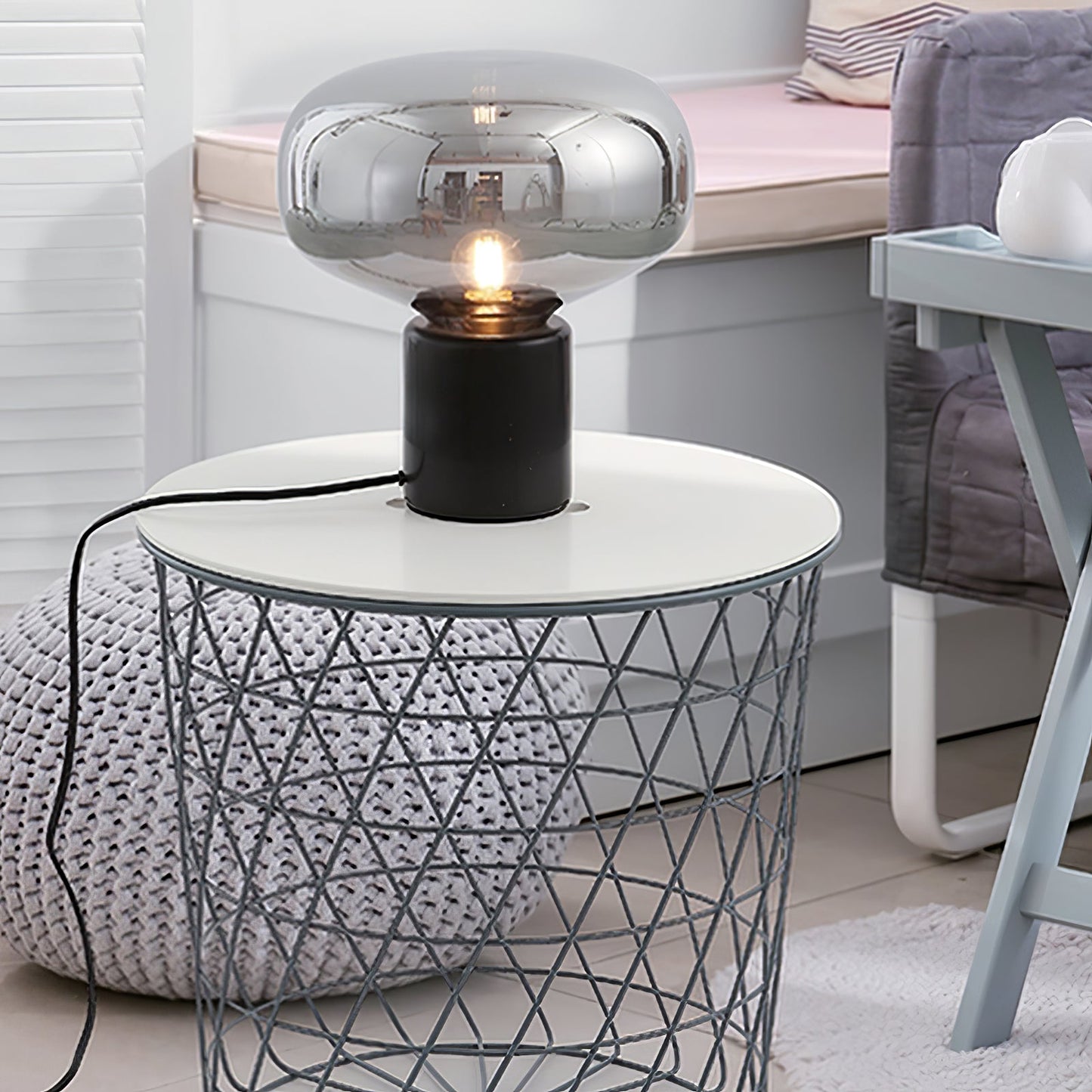 Sylvaine Table Lamp | Frosted Glass & Black Marble | 23cm or 32cm