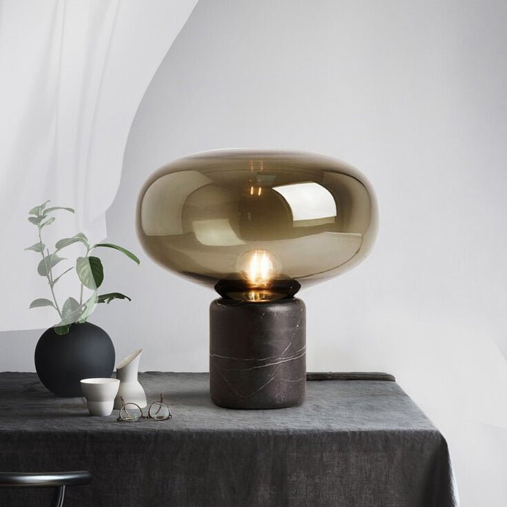 Sylvaine Table Lamp | Frosted Glass & Black Marble | 23cm or 32cm