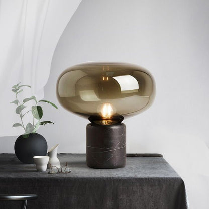 Sylvaine Table Lamp | Frosted Glass & Black Marble | 23cm or 32cm