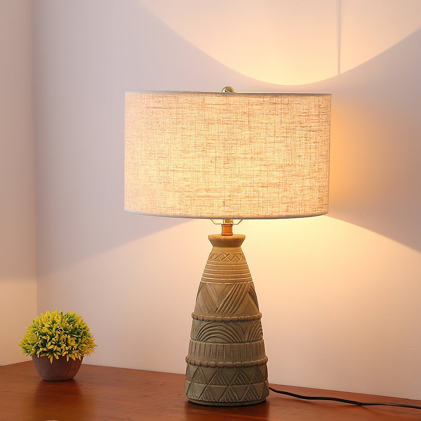 Sylvan Grace Table Lamp | Wood & Cloth | Beige