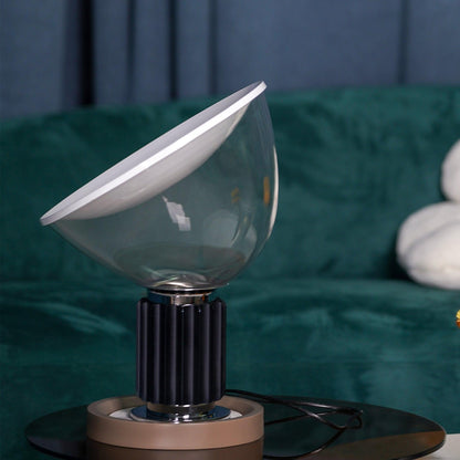 Radar Table Lamp | Glossy White Aluminum & Clear Glass | Adjustable Design