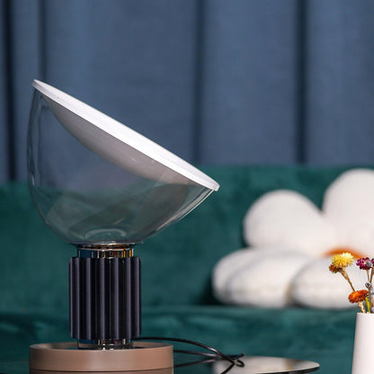 Radar Table Lamp | Glossy White Aluminum & Clear Glass | Adjustable Design