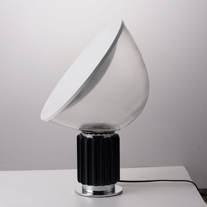 Radar Table Lamp | Glossy White Aluminum & Clear Glass | Adjustable Design