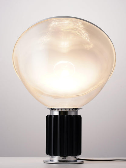Radar Table Lamp | Glossy White Aluminum & Clear Glass | Adjustable Design