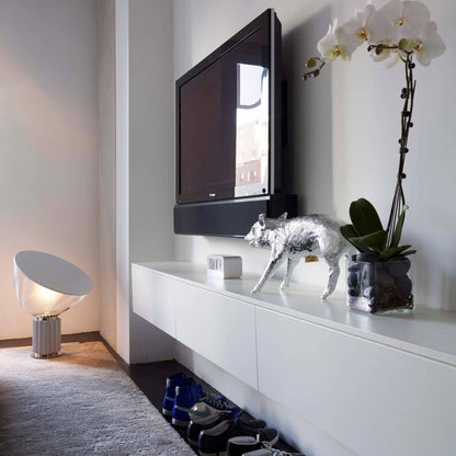 Radar Table Lamp | Glossy White Aluminum & Clear Glass | Adjustable Design