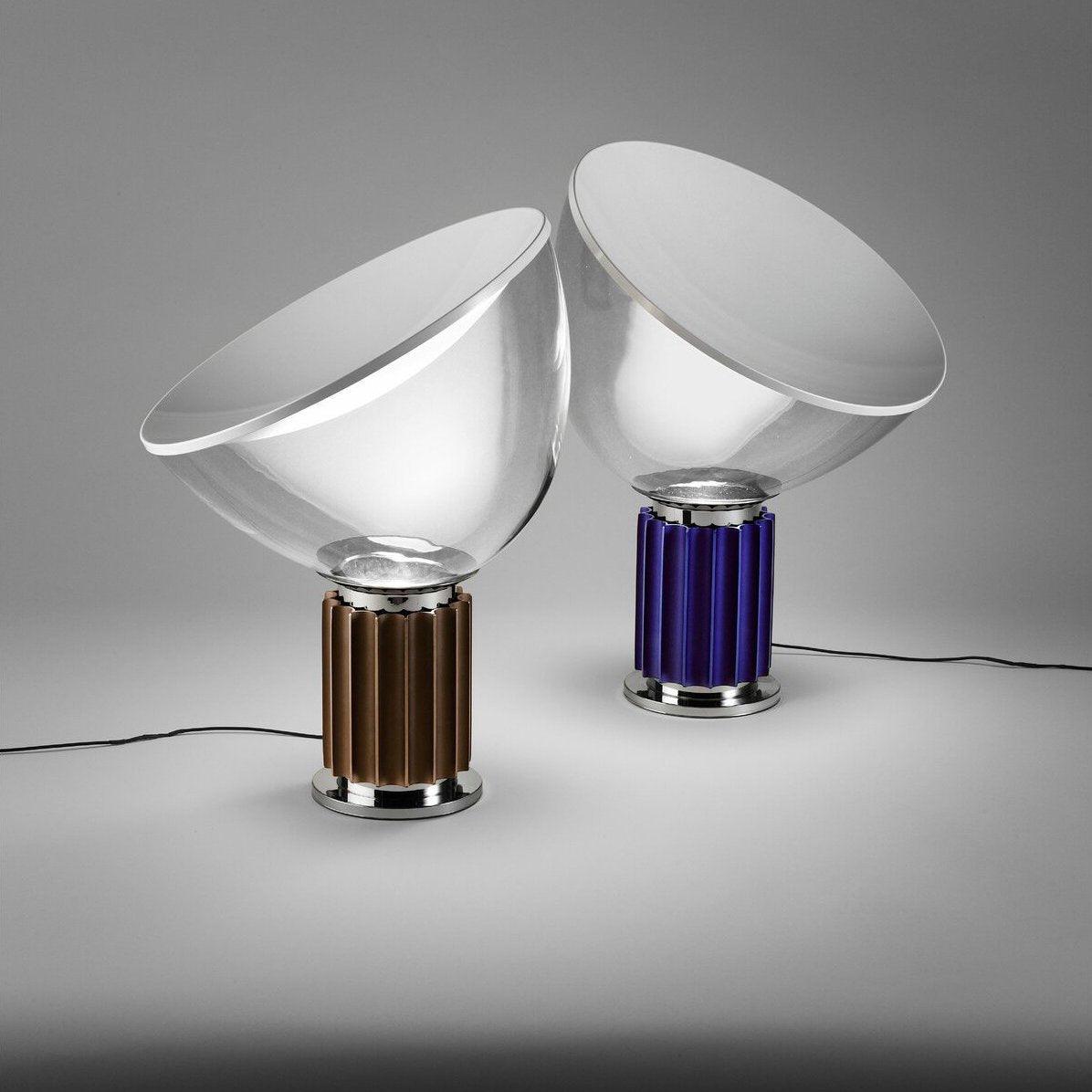 Radar Table Lamp | Glossy White Aluminum & Clear Glass | Adjustable Design