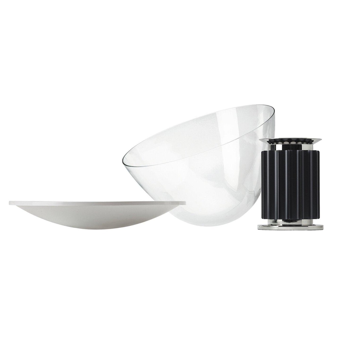 Radar Table Lamp | Glossy White Aluminum & Clear Glass | Adjustable Design