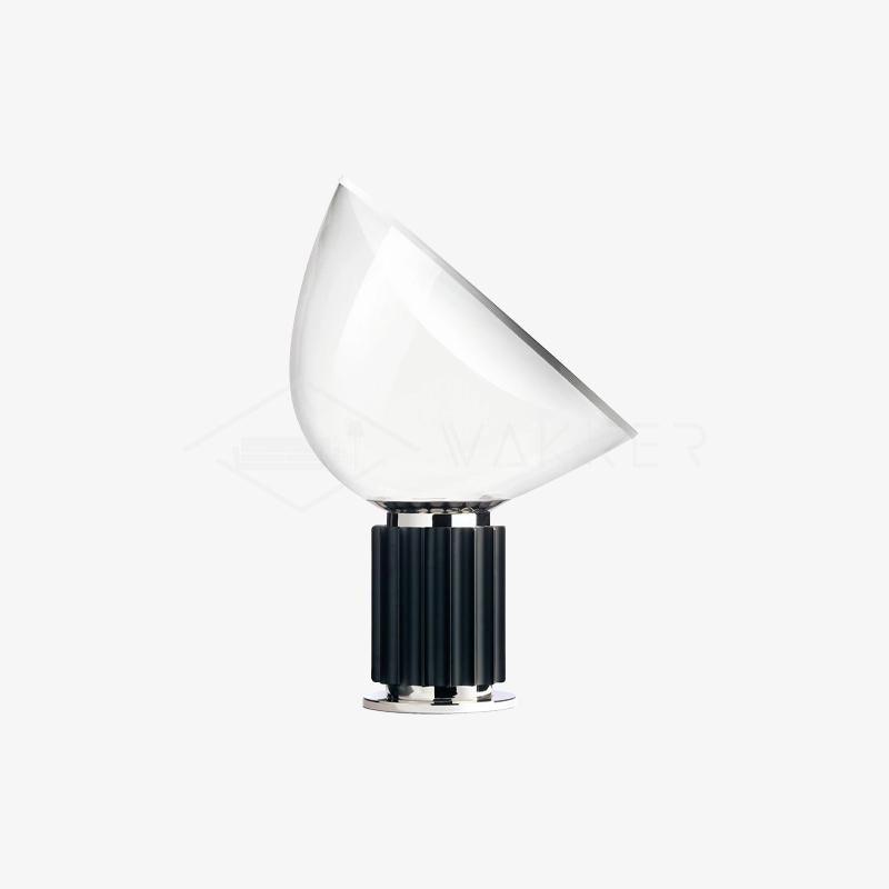 Radar Table Lamp | Glossy White Aluminum & Clear Glass | Adjustable Design