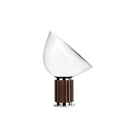 Radar Table Lamp | Glossy White Aluminum & Clear Glass | Adjustable Design