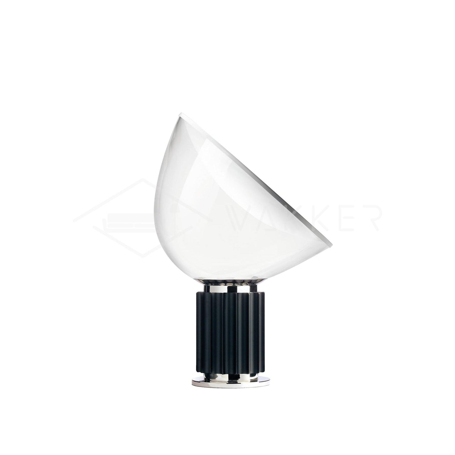 Radar Table Lamp | Glossy White Aluminum & Clear Glass | Adjustable Design