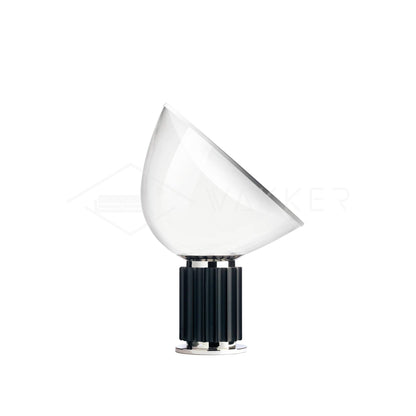 Radar Table Lamp | Glossy White Aluminum & Clear Glass | Adjustable Design
