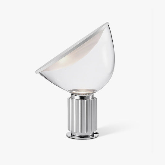Radar Table Lamp | Glossy White Aluminum & Clear Glass | Adjustable Design