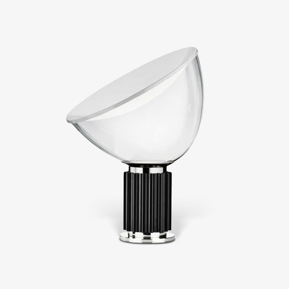 Radar Table Lamp | Glossy White Aluminum & Clear Glass | Adjustable Design