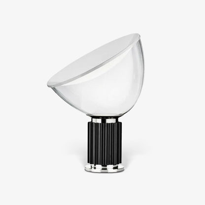Radar Table Lamp | Glossy White Aluminum & Clear Glass | Adjustable Design