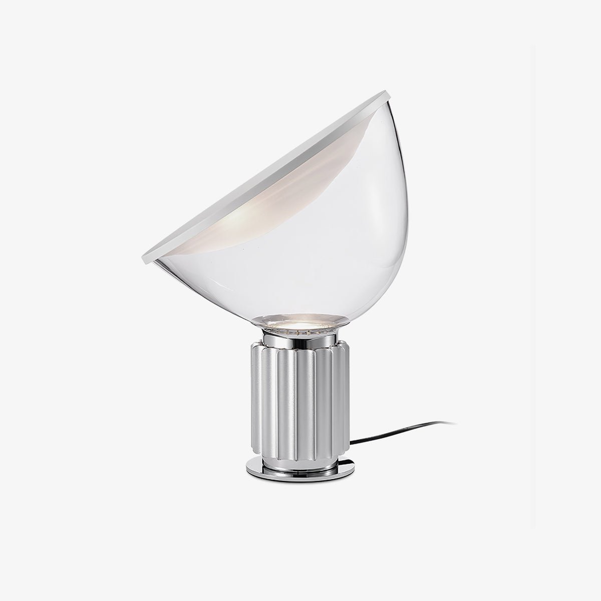 Radar Table Lamp | Glossy White Aluminum & Clear Glass | Adjustable Design