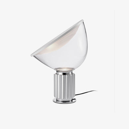 Radar Table Lamp | Glossy White Aluminum & Clear Glass | Adjustable Design