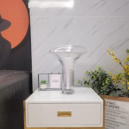Takku Table Lamp | Transparent Glass & Metal | 34cm Diameter